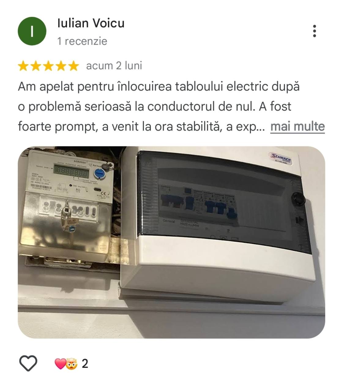 Tablou electric montat lângă contor